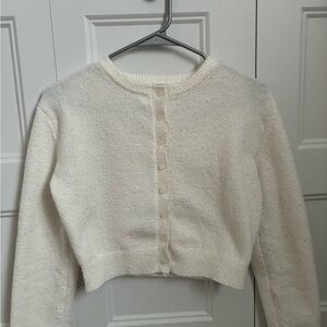 Garage White Cropped Cardigan Sweater